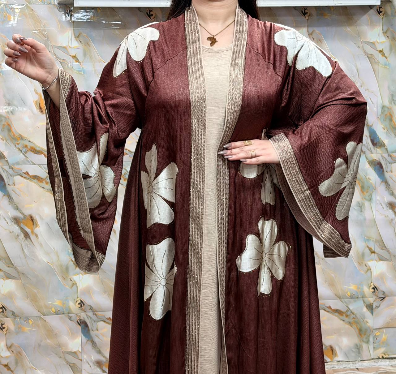 Abaya Florale 2 Pièces